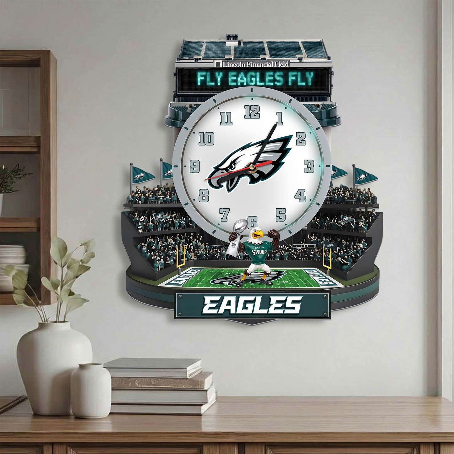 PE x NFL Stadium Decorative 3D Visual Effect Acrylic Wall Clock DDT CTND