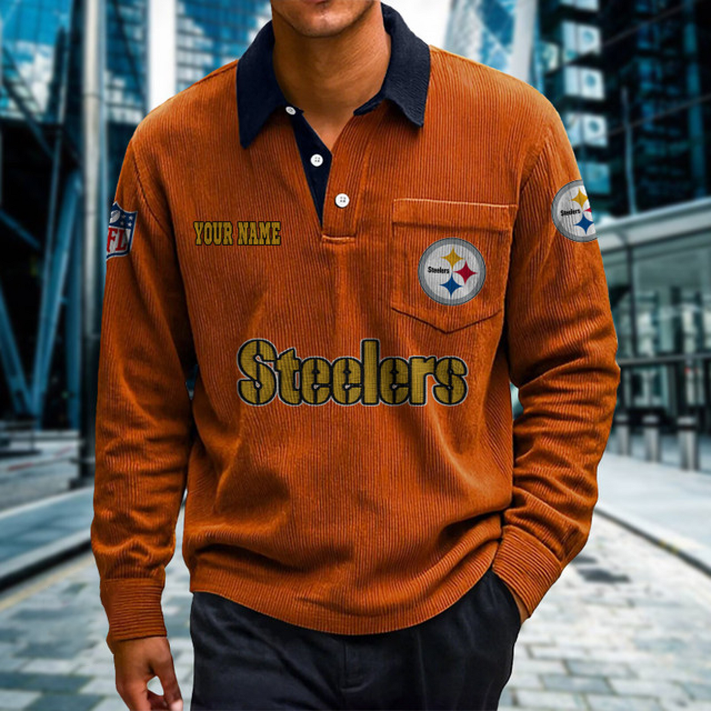 PIT X Premium NFL Corduroy color-blocked long-sleeved shirt NDT NHT