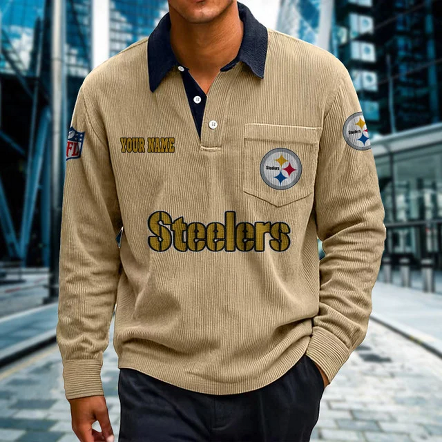 PIT X Premium NFL Corduroy color-blocked long-sleeved shirt NDT NHT