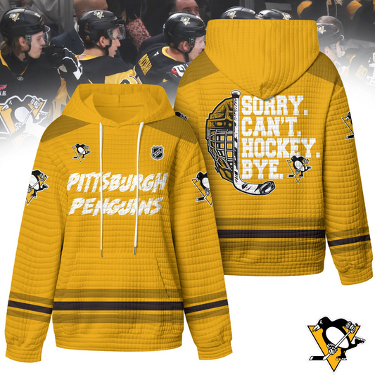 PP Premium NHL Sorry Busy Hockey Waffle Hoodie DDT NTL