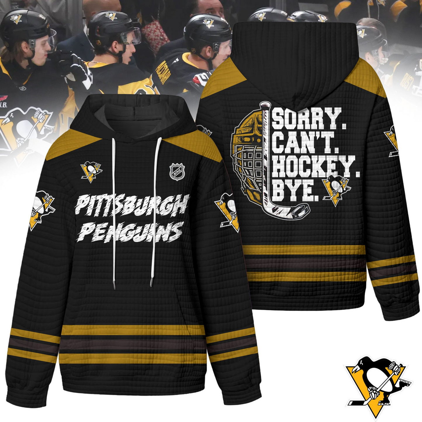 PP Premium NHL Sorry Busy Hockey Waffle Hoodie DDT NTL