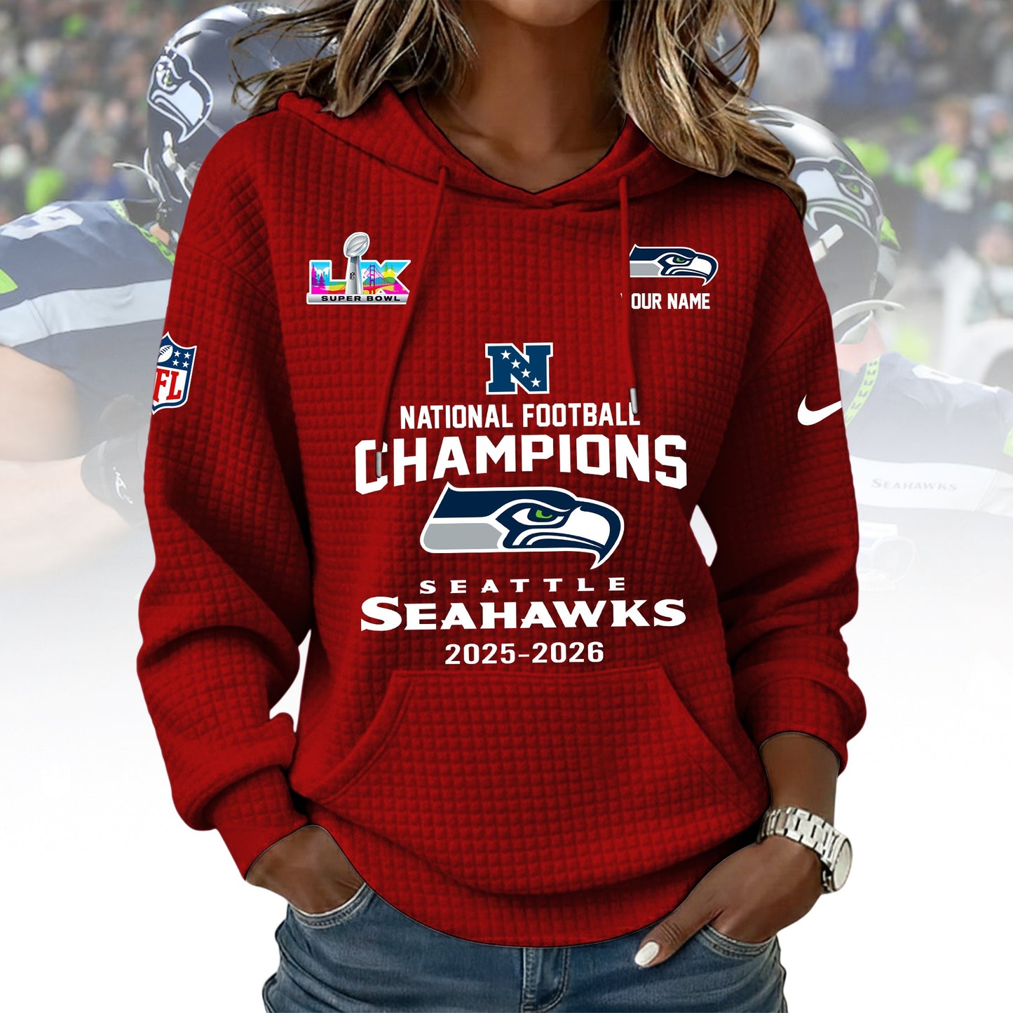 PREMIUM NFL X SEAHAW WOMEN WAFFLE FOR CHAMPIONSHIP NDT NHM