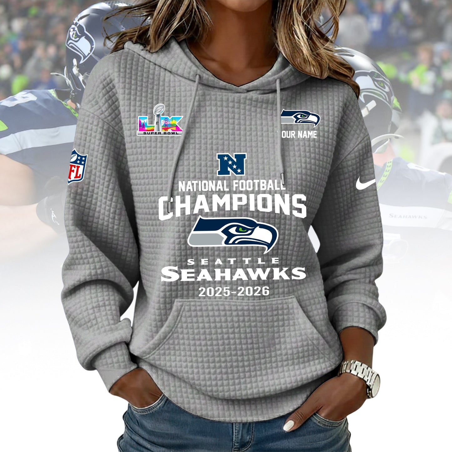 PREMIUM NFL X SEAHAW WOMEN WAFFLE FOR CHAMPIONSHIP NDT NHM
