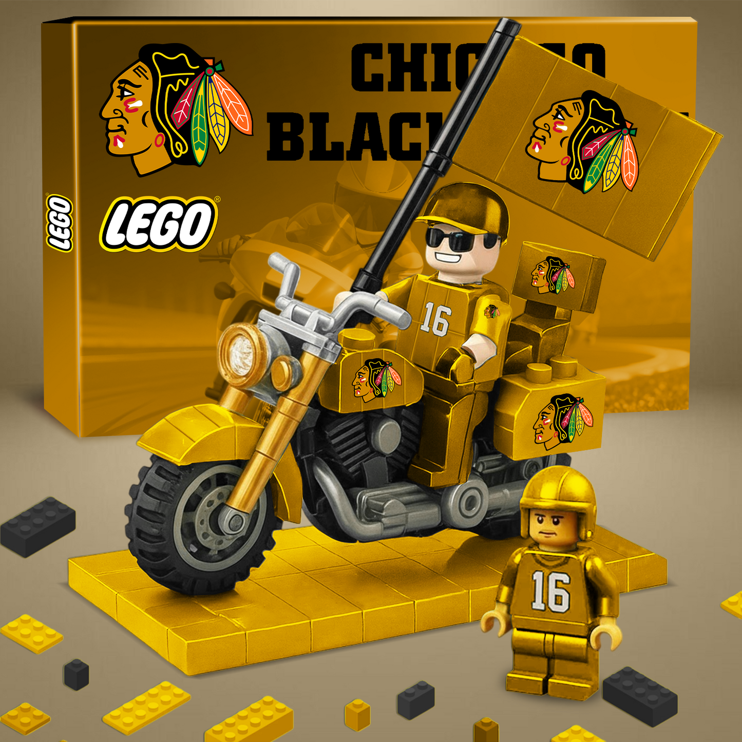 PREMIUM NHL CHI Building Blocks Bike Hooligan Toy Set V1 NAK PTTD