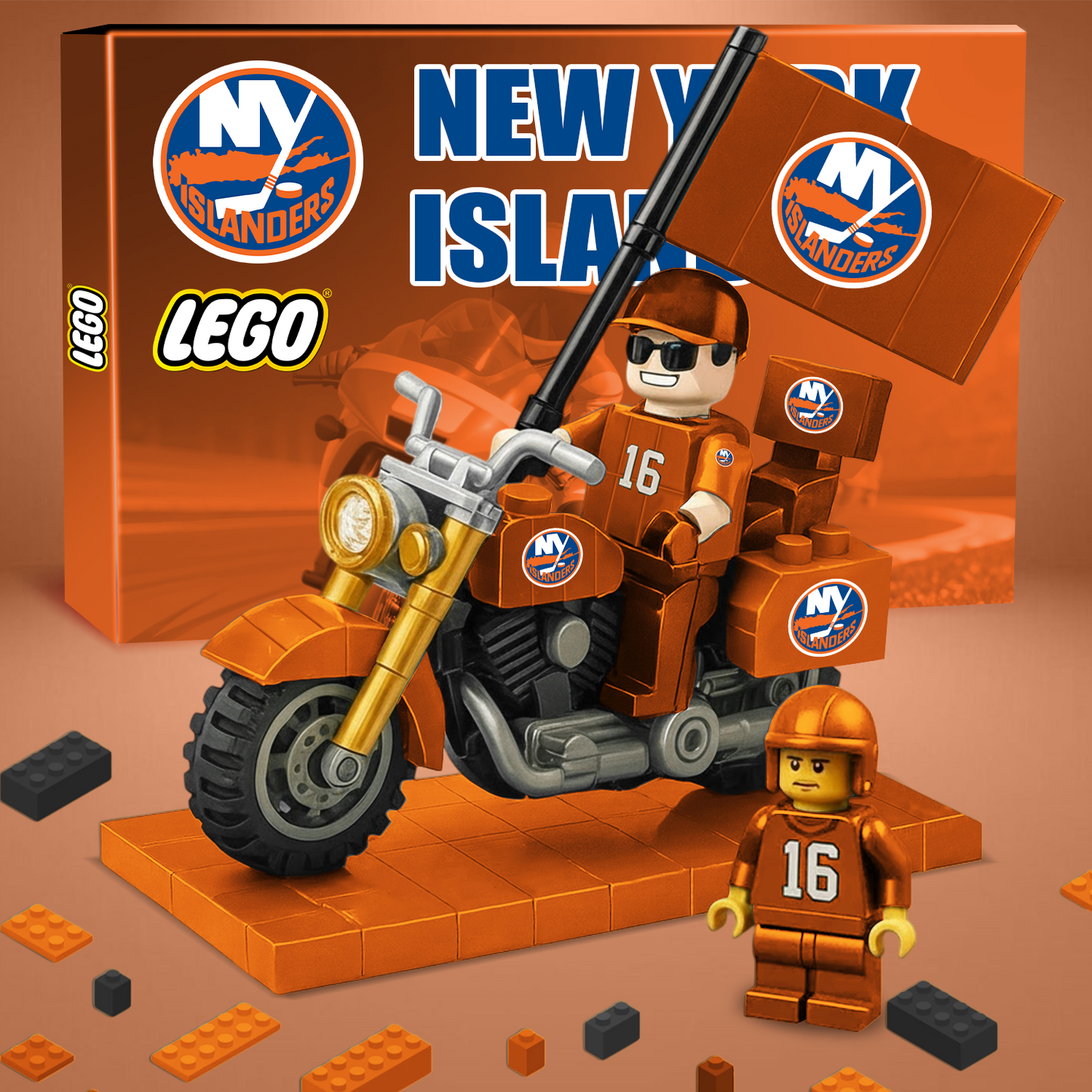 PREMIUM NHL NYI Building Blocks Bike Hooligan Toy Set V1 NAK PTTD