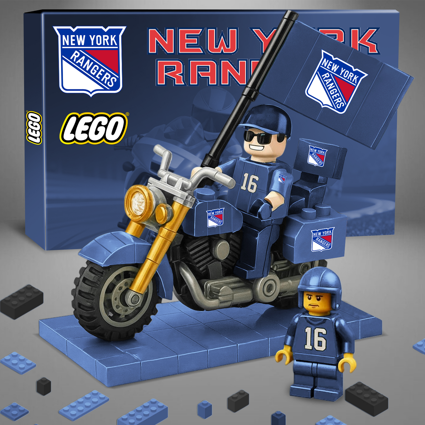 PREMIUM NHL NYR Building Blocks Bike Hooligan Toy Set V1 NAK PTTD