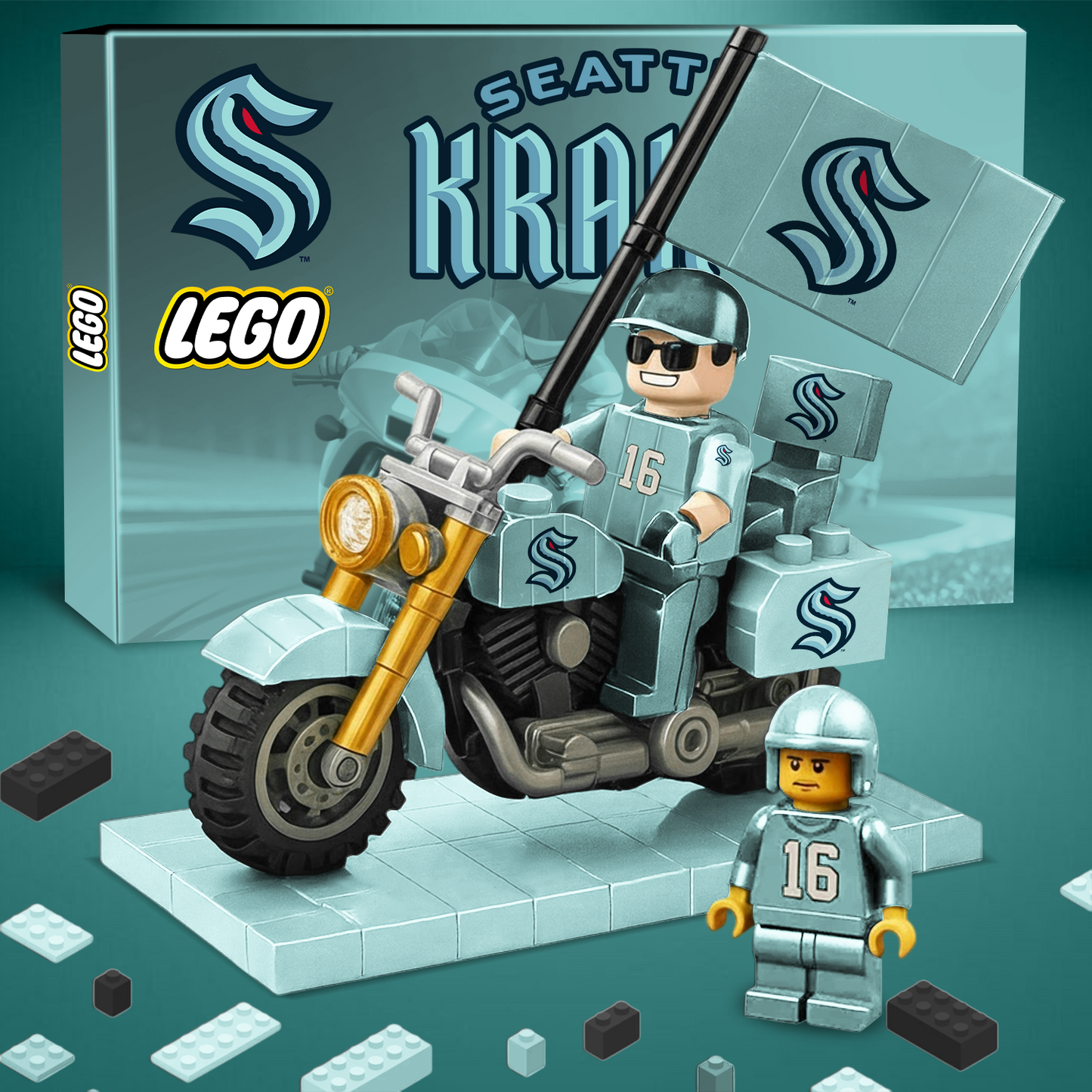 32 PREMIUM NHL Building Blocks Bike Hooligan Toy Set V1 NAK PTTD