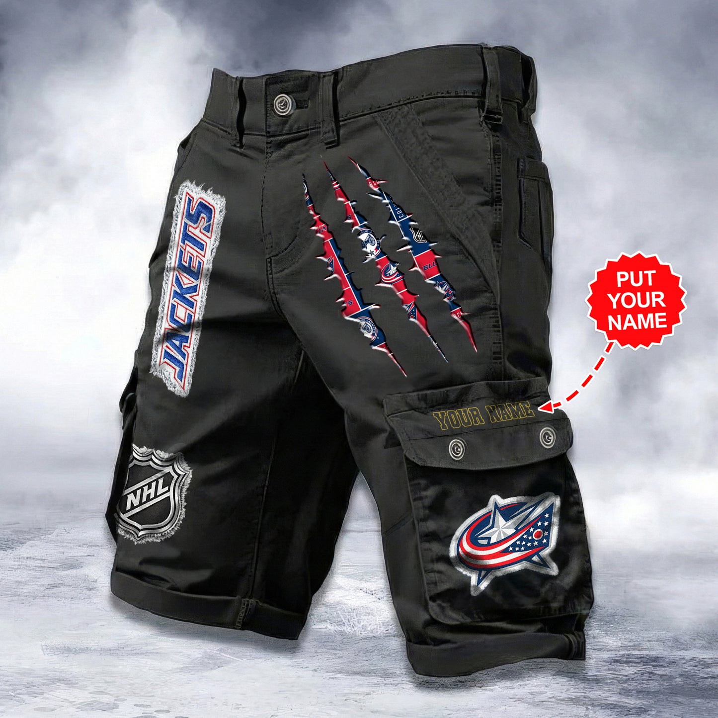 PREMIUM NHL X CBJ WORKWEAR SHORTS CUSTOME NAME V2 NDT LVH 040226