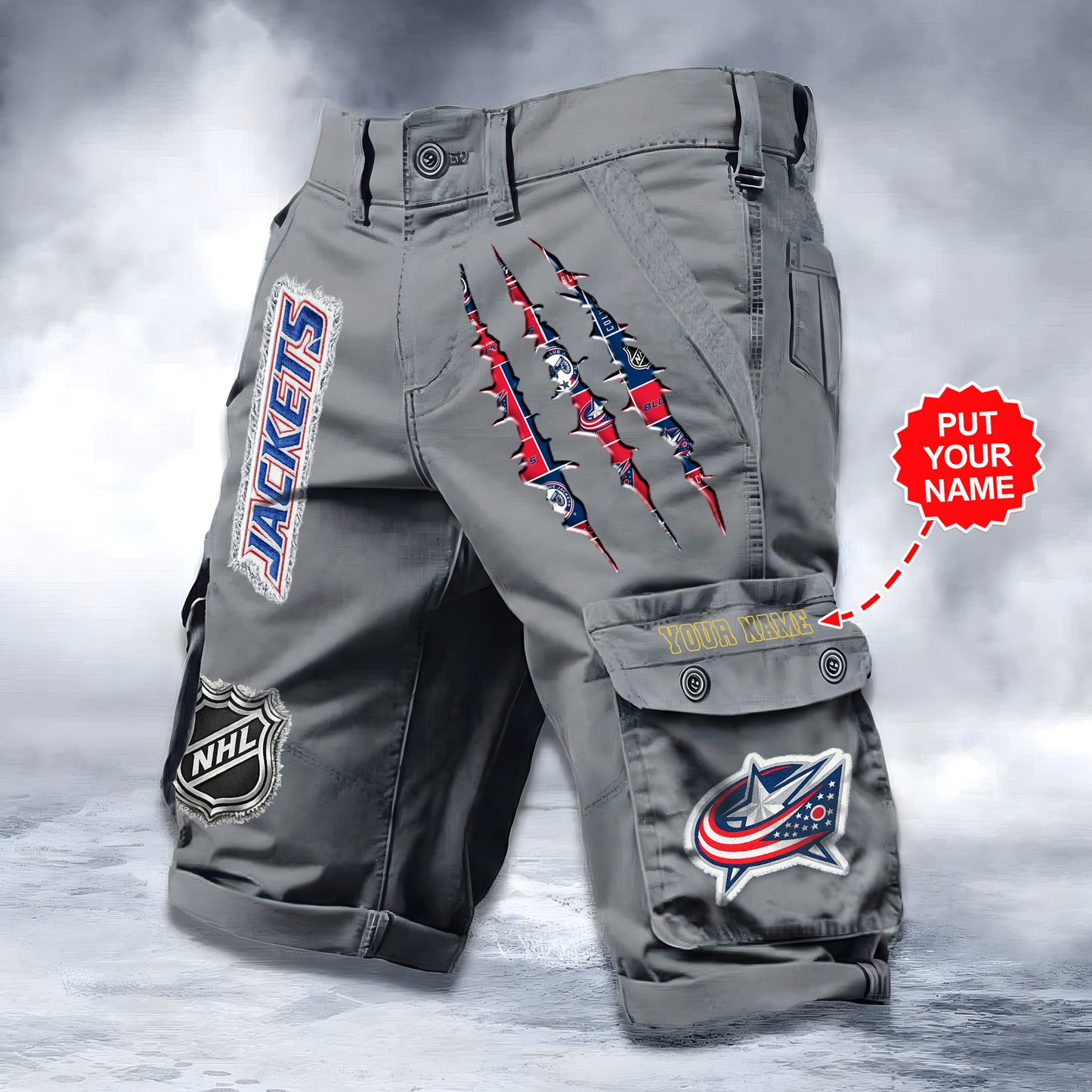 PREMIUM NHL X CBJ WORKWEAR SHORTS CUSTOME NAME V2 NDT LVH 040226