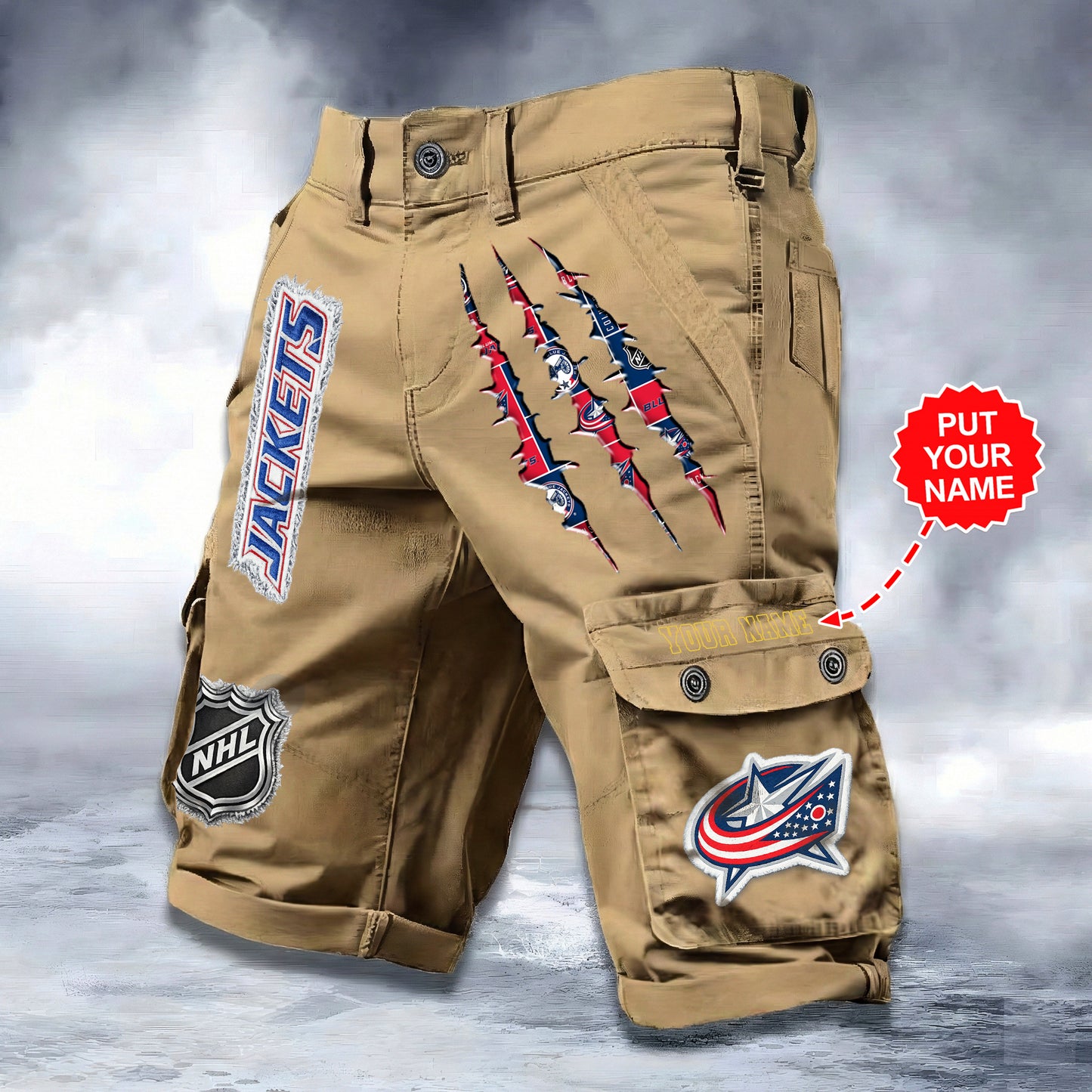 PREMIUM NHL X CBJ WORKWEAR SHORTS CUSTOME NAME V2 NDT LVH 040226