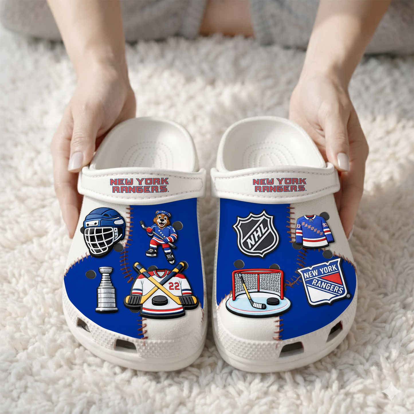 PREMIUM NHL X NYR CLOGS WITH CHARMS NDT VHM