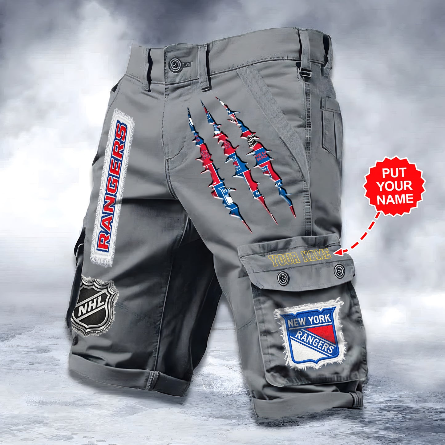 PREMIUM NHL X NYR WORKWEAR SHORTS CUSTOME NAME V2 NDT LVH 040226