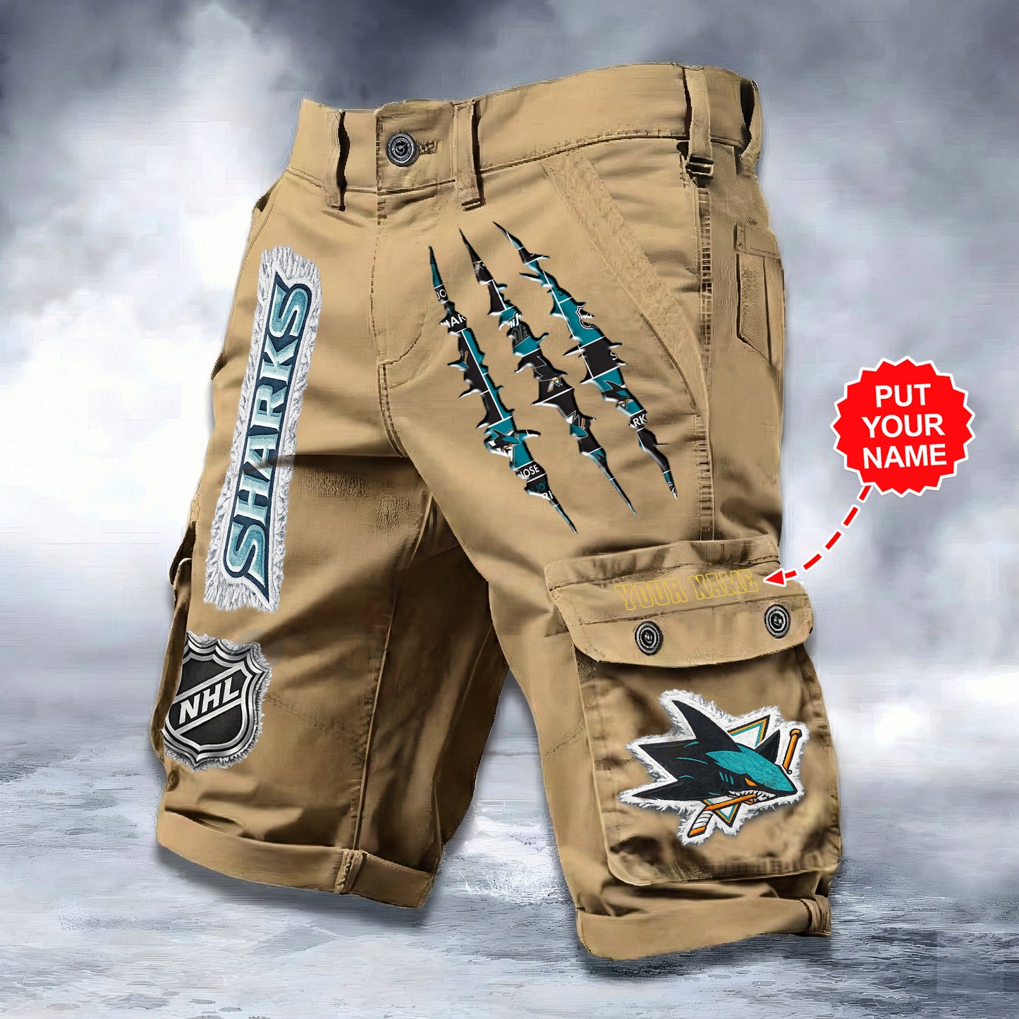 PREMIUM NHL X SJS WORKWEAR SHORTS CUSTOME NAME V2 NDT LVH 040226