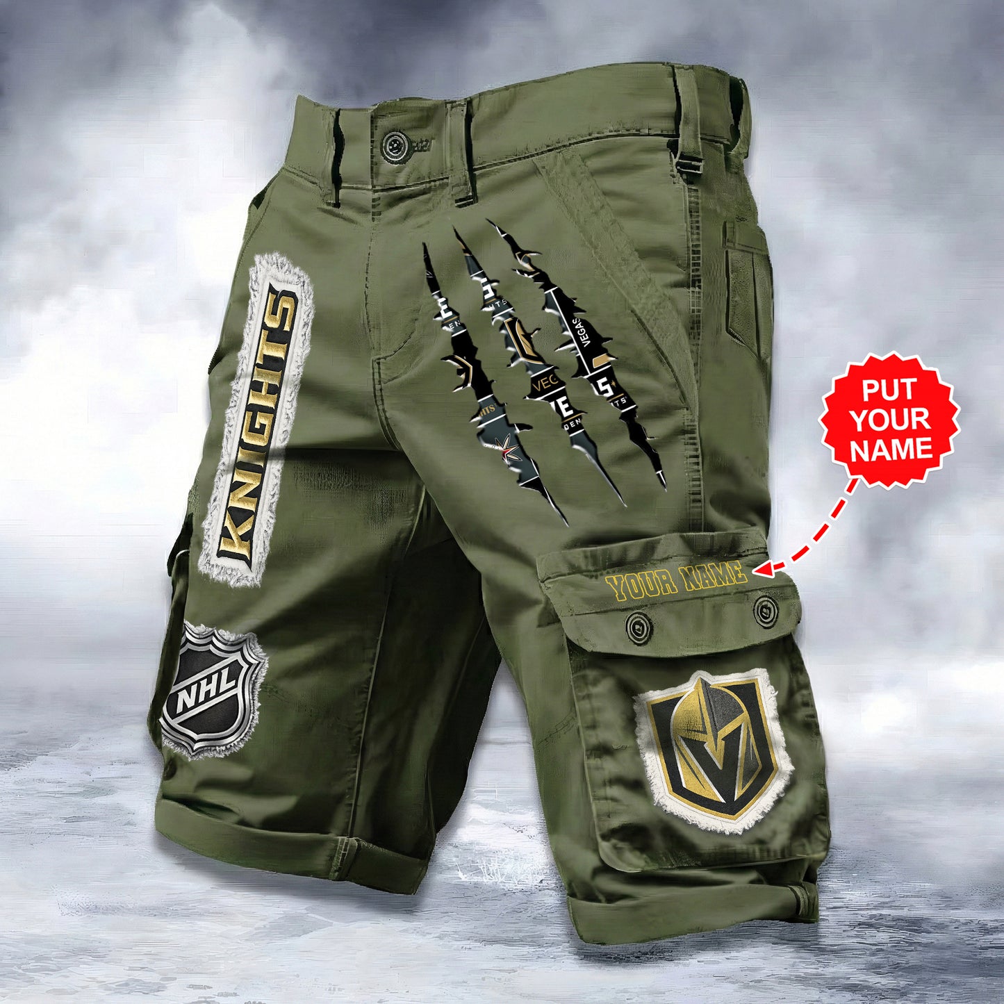 PREMIUM NHL X VGK WORKWEAR SHORTS CUSTOME NAME V2 NDT LVH 040226