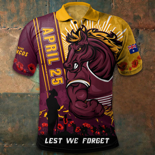 PREMIUM NRL X BB Polo Shirt Anzac Day Lest We Forget Strong Fighting NDT LVH