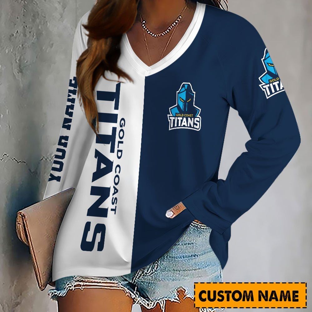 PREMIUM NRL X GCT Women's V-Neck Long-Sleeved Shirt Limited Edition NDT VHM