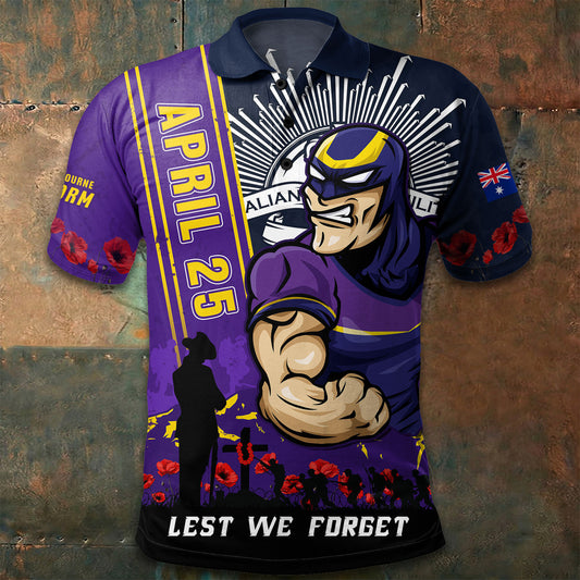 PREMIUM NRL X MS Polo Shirt Anzac Day Lest We Forget Strong Fighting NDT LVH