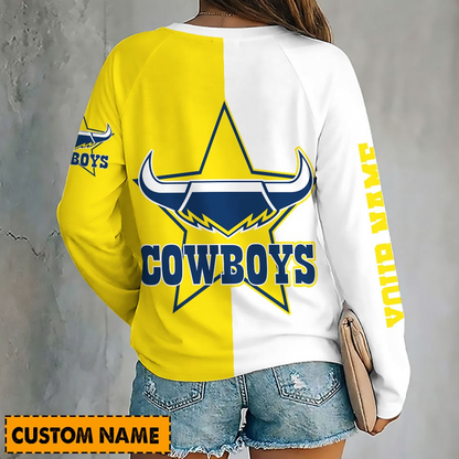 PREMIUM NRL X NQC Women's V-Neck Long-Sleeved Shirt Limited Edition NDT VHM