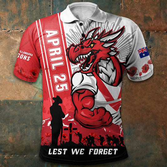 PREMIUM NRL X SID Polo Shirt Anzac Day Lest We Forget Strong Fighting NDT LVH