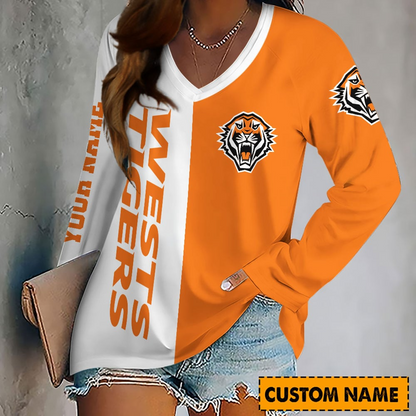 PREMIUM NRL X WT Women's V-Neck Long-Sleeved Shirt Limited Edition NDT VHM