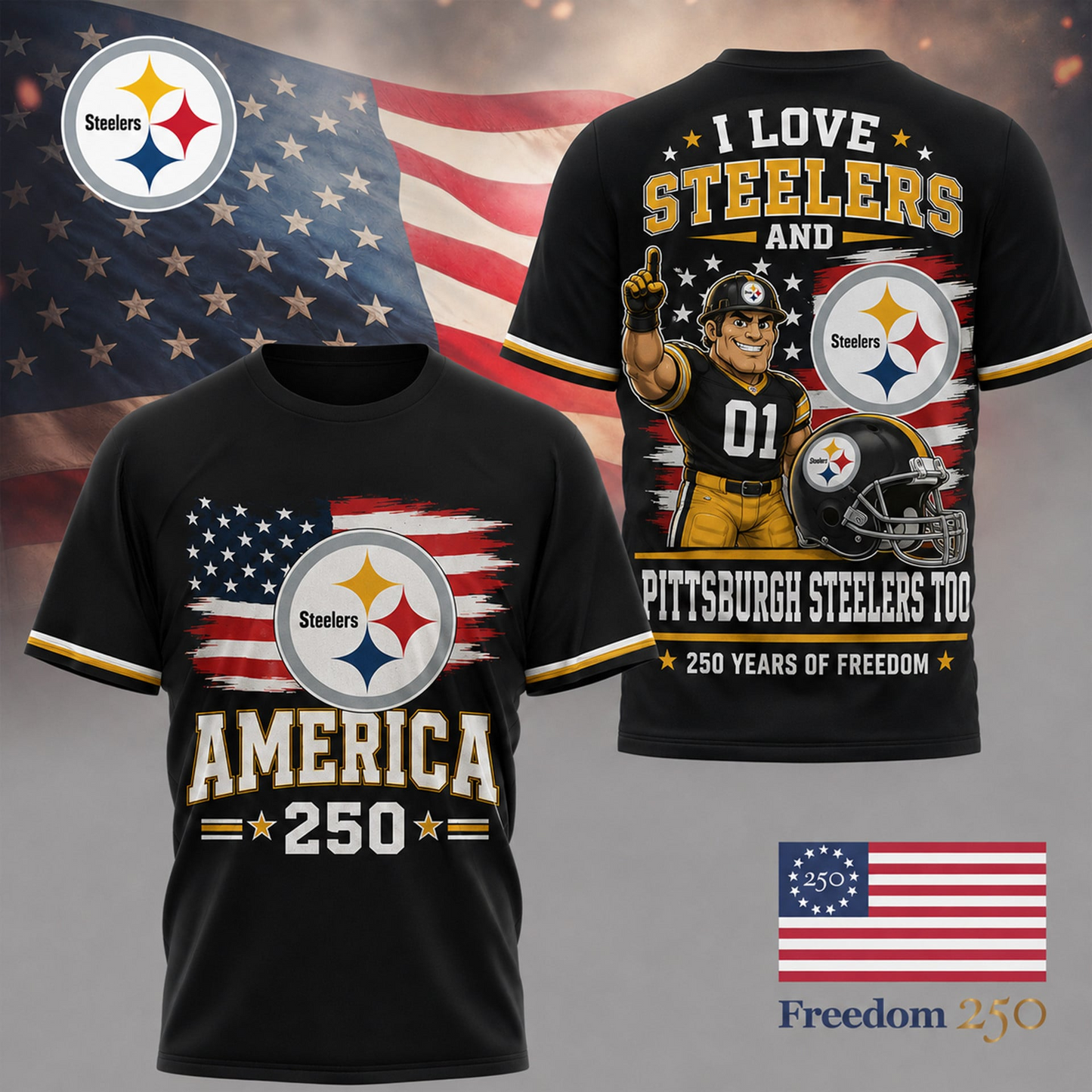 PS Premium NFL 250 Years Of Freedom 3D Shirt120626