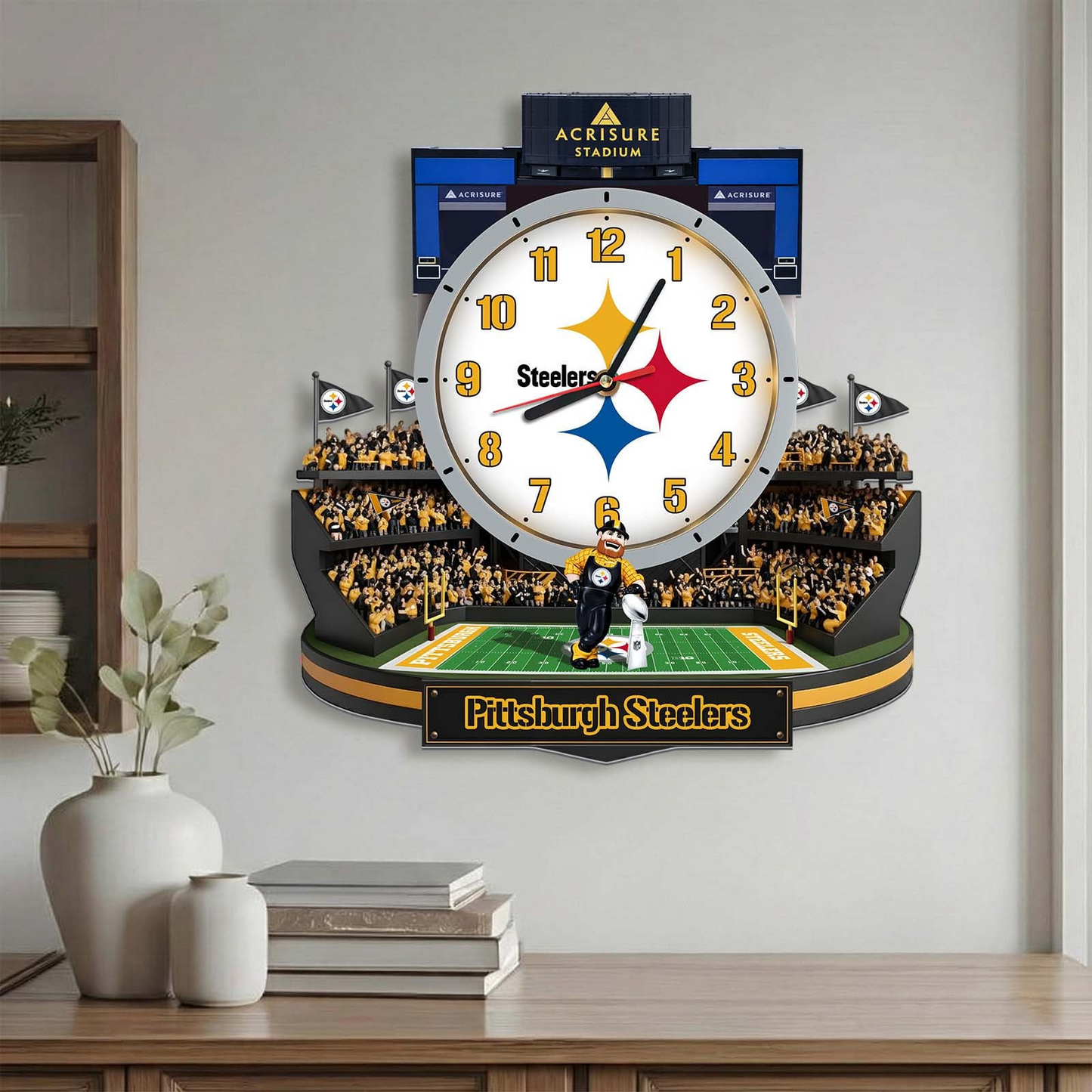 PS x NFL Stadium Decorative 3D Visual Effect Acrylic Wall Clock DDT CTND