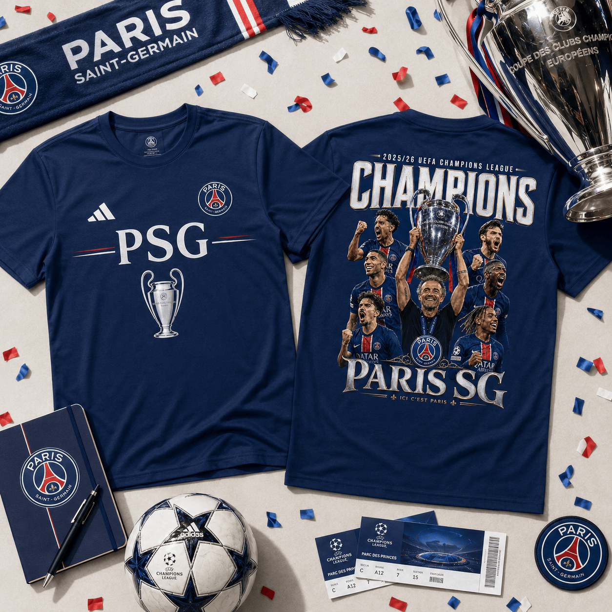 PSG Champions League Final 2026 V9 3D T-Shirt DDT 310526 NTL