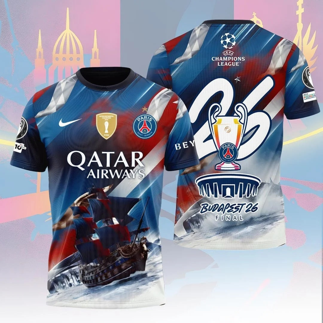 PSG Champions League Final 2026 V7 3D T-Shirt DDT 310526 NTL