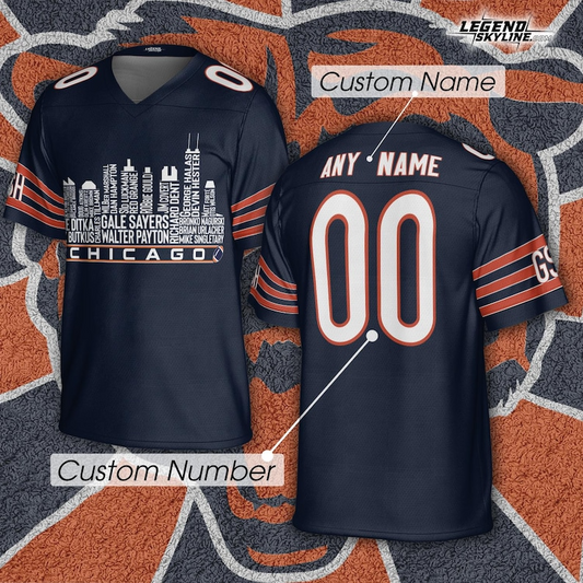 Personalized CHI Football Jersey Greatest Of All Time Team Legends, City Skyline Shirt DDT CTND