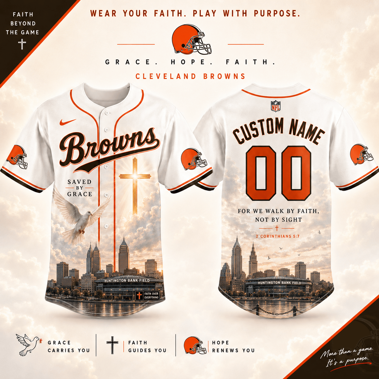 Personalized CLE x NFL Luxury Baseball Jersey 160626
