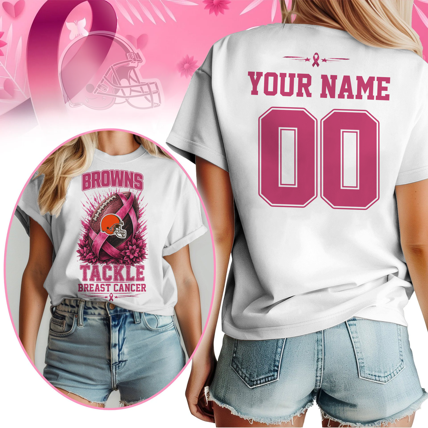 Personalized CLE x NFL Premium Tackle Breast Cancer Shirt
