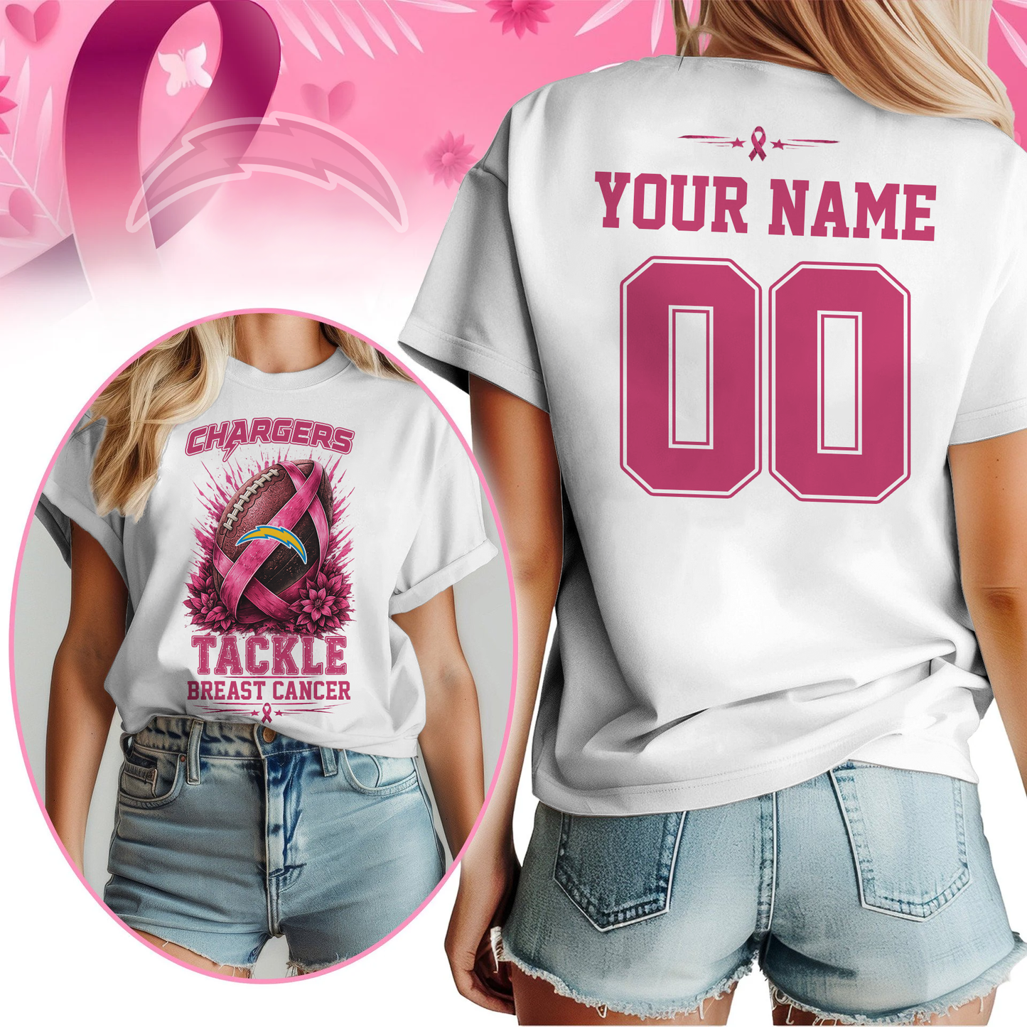 Personalized LAC x NFL Premium Tackle Breast Cancer Shirt