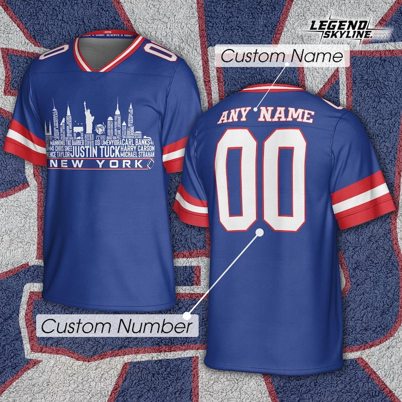 Personalized NYG Football Jersey Greatest Of All Time Team Legends, City Skyline Shirt DDT CTND