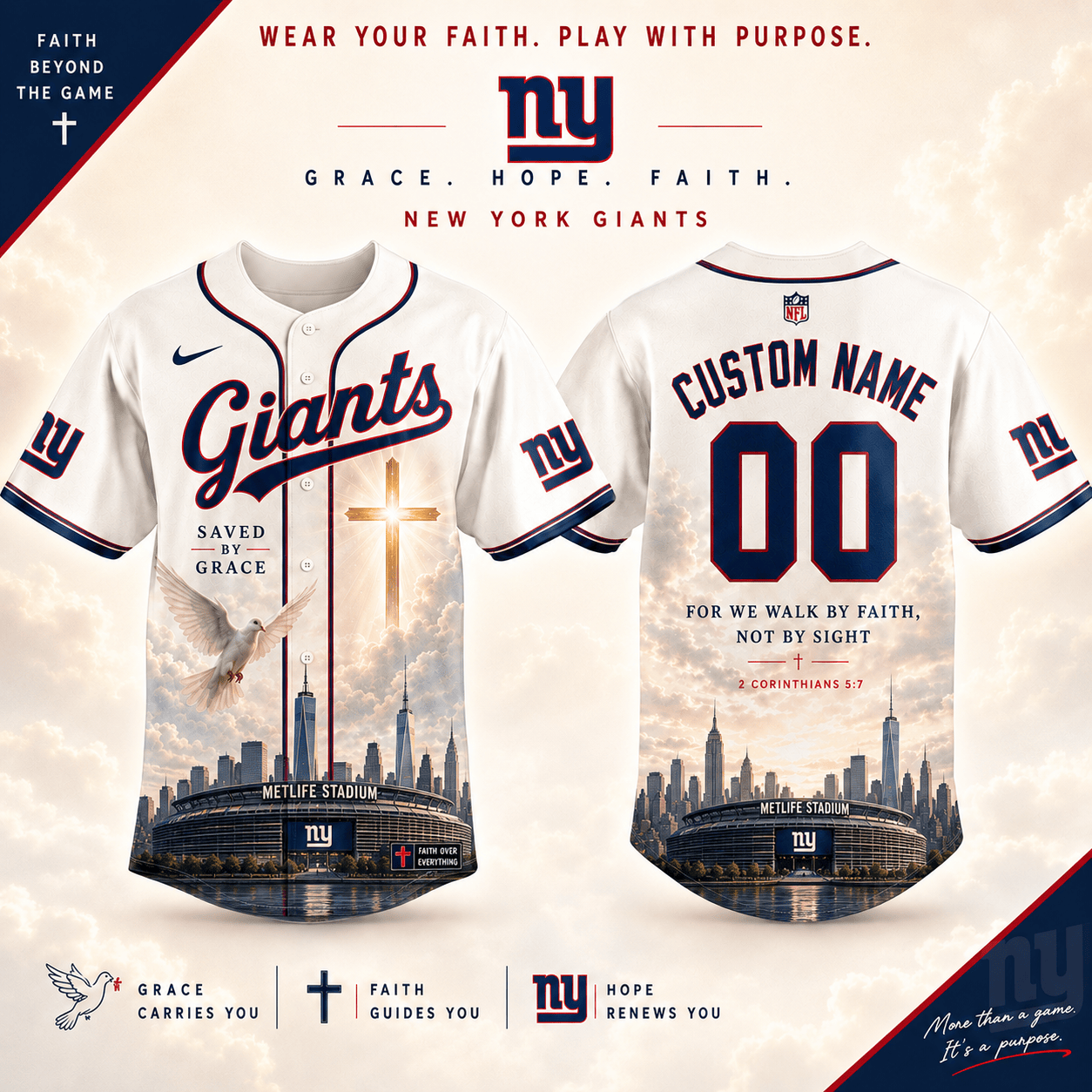Personalized NYG x NFL Luxury Baseball Jersey 160626