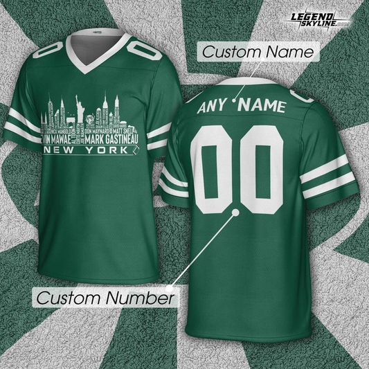Personalized NYJ Football Jersey Greatest Of All Time Team Legends, City Skyline Shirt DDT CTND