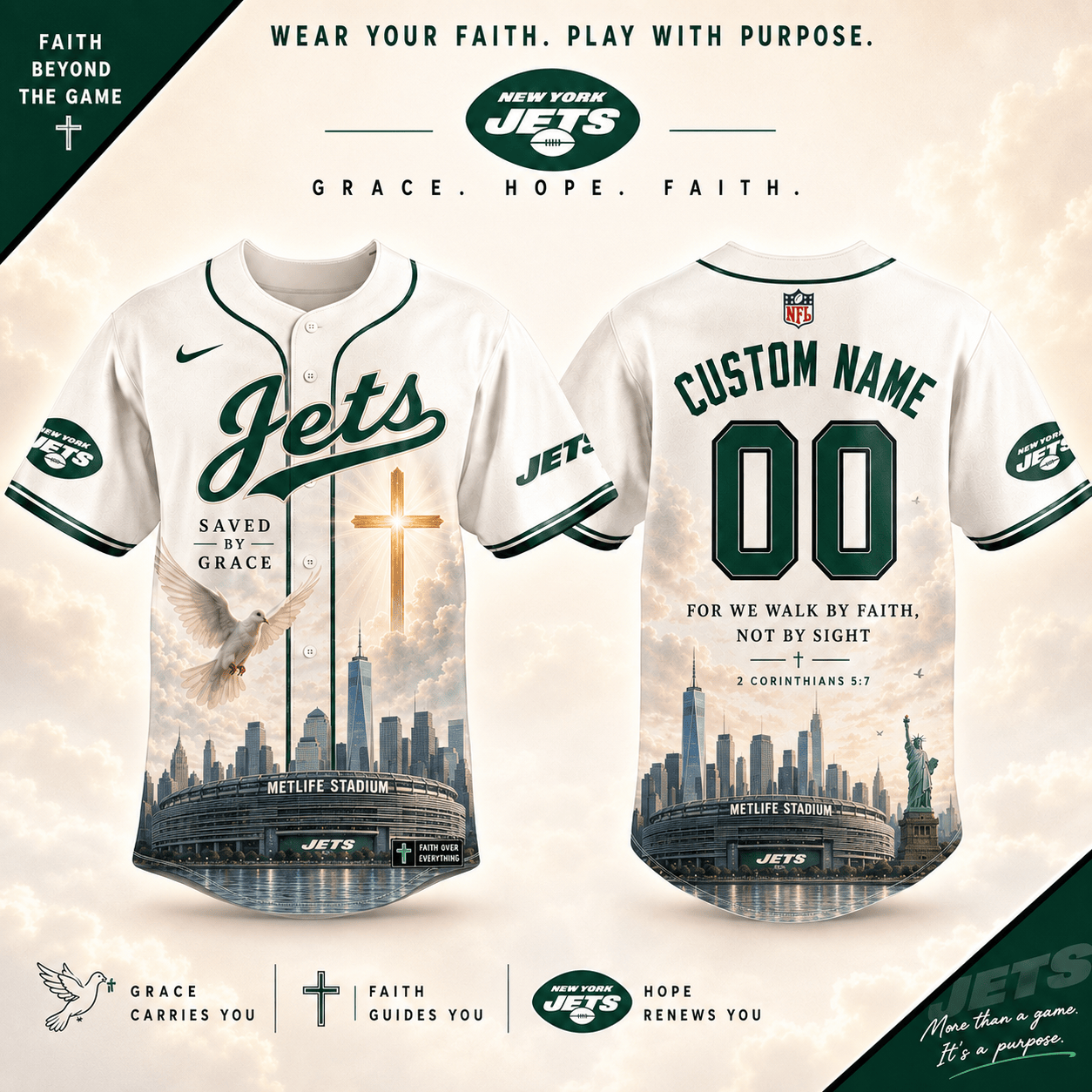 Personalized NYJ x NFL Luxury Baseball Jersey 160626