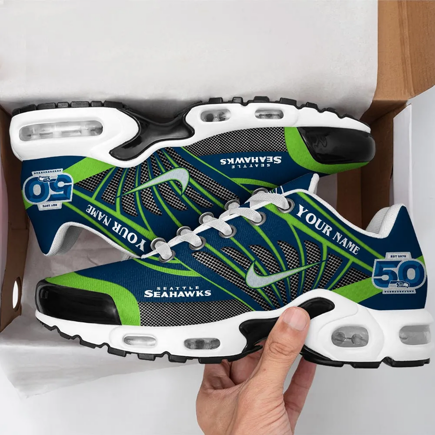 Personalized Seattle Seahawks 50th Anniversary Air Max Shoes V2 DatND DVT