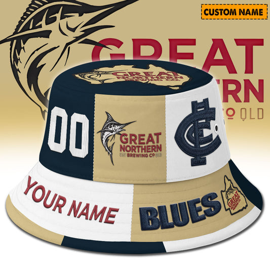 Premium AFL x Carlton Great Northern Beer Bucket Hat  Limited Edition NDT LVH