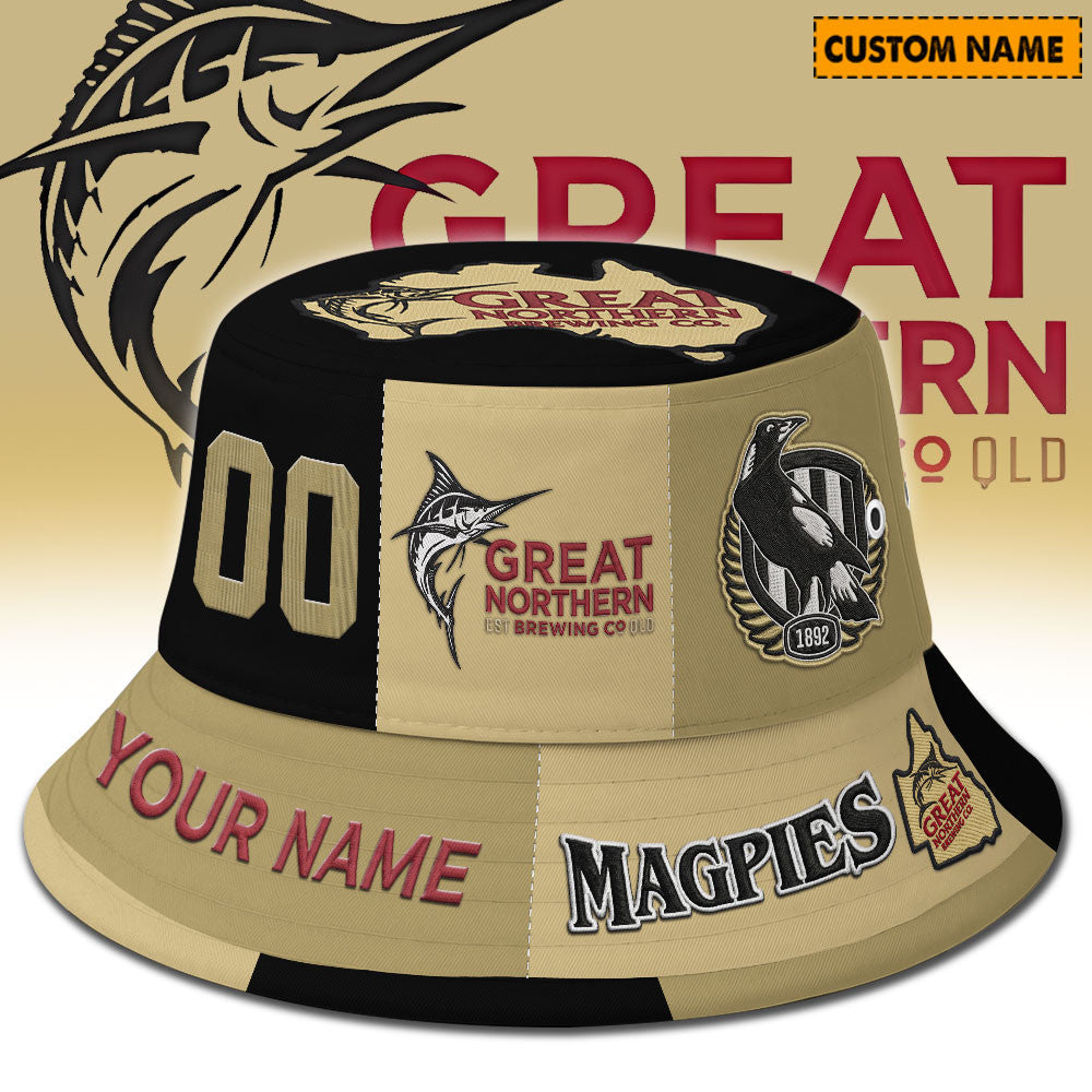 Premium AFL x Collingwood Great Northern Beer Bucket Hat  Limited Edition NDT LVH