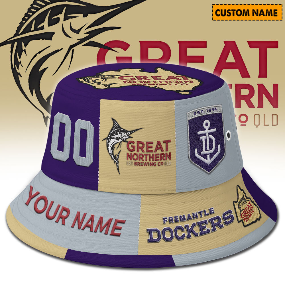 Premium AFL x Fremantle Great Northern Beer Bucket Hat  Limited Edition NDT LVH
