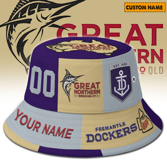 Premium AFL x Fremantle Great Northern Beer Bucket Hat  Limited Edition NDT LVH