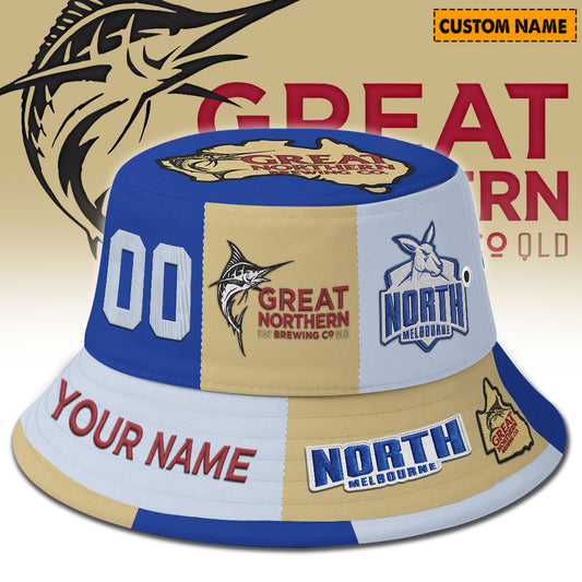 Premium AFL x North Melbourne Great Northern Beer Bucket Hat  Limited Edition NDT LVH