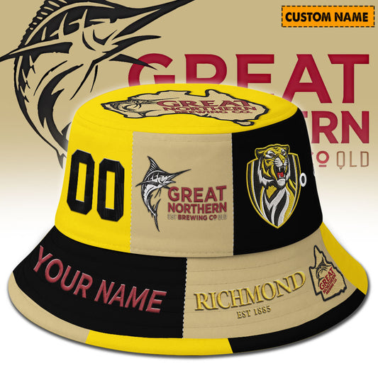 Premium AFL x Richmond Great Northern Beer Bucket Hat  Limited Edition NDT LVH