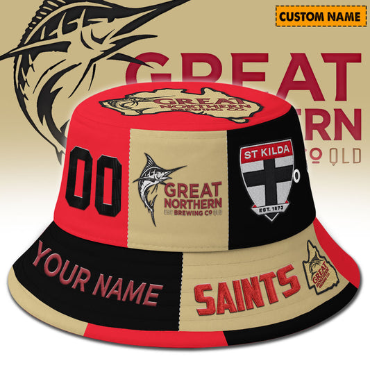 Premium AFL x St Kilda Great Northern Beer Bucket Hat  Limited Edition NDT LVH