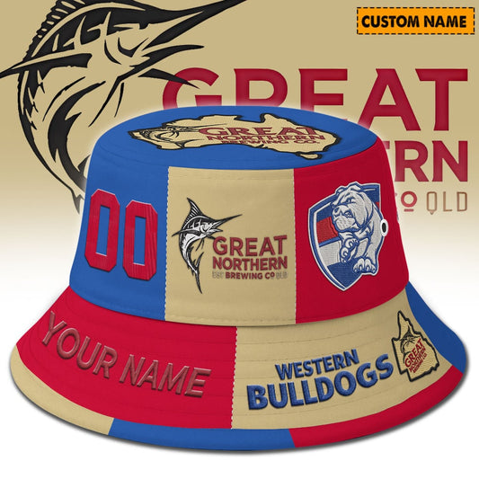 Premium AFL x Western Bulldogs Great Northern Beer Bucket Hat  Limited Edition NDT LVH
