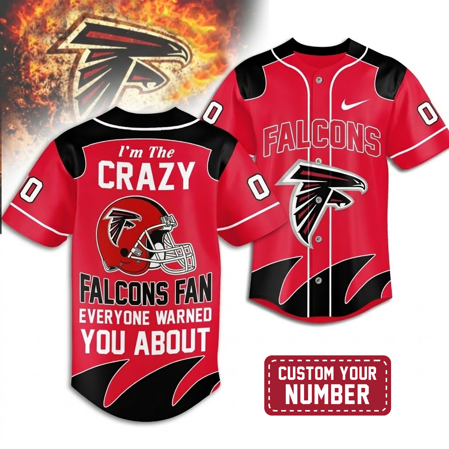 Premium ATL x NFL Crazy Football Fan Personalized Jersey DATND TANTD