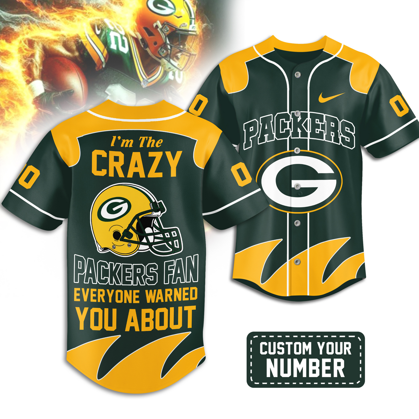 Premium GB x NFL Crazy Football Fan Personalized Jersey DATND TANTD