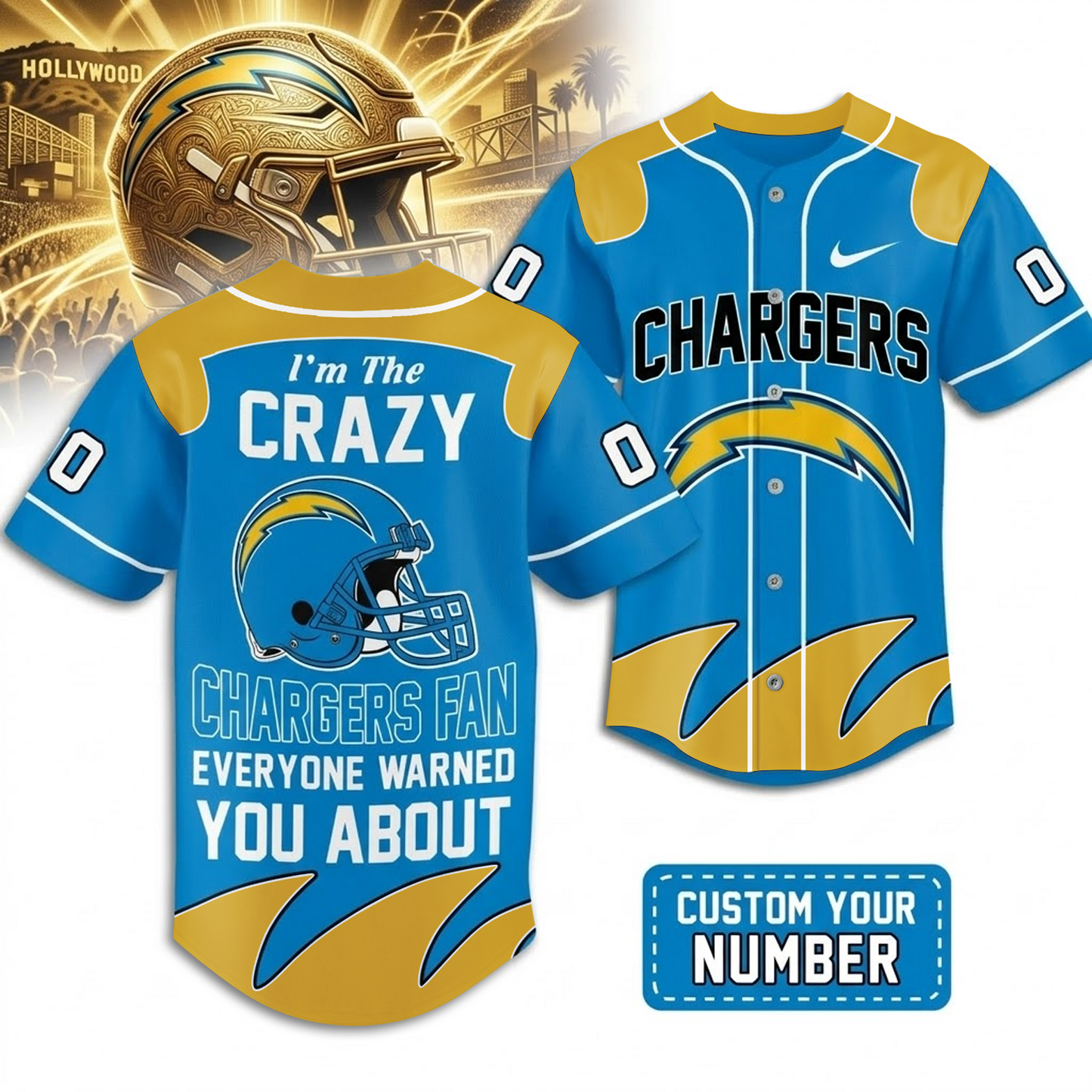 Premium LAC x NFL Crazy Football Fan Personalized Jersey DATND TANTD