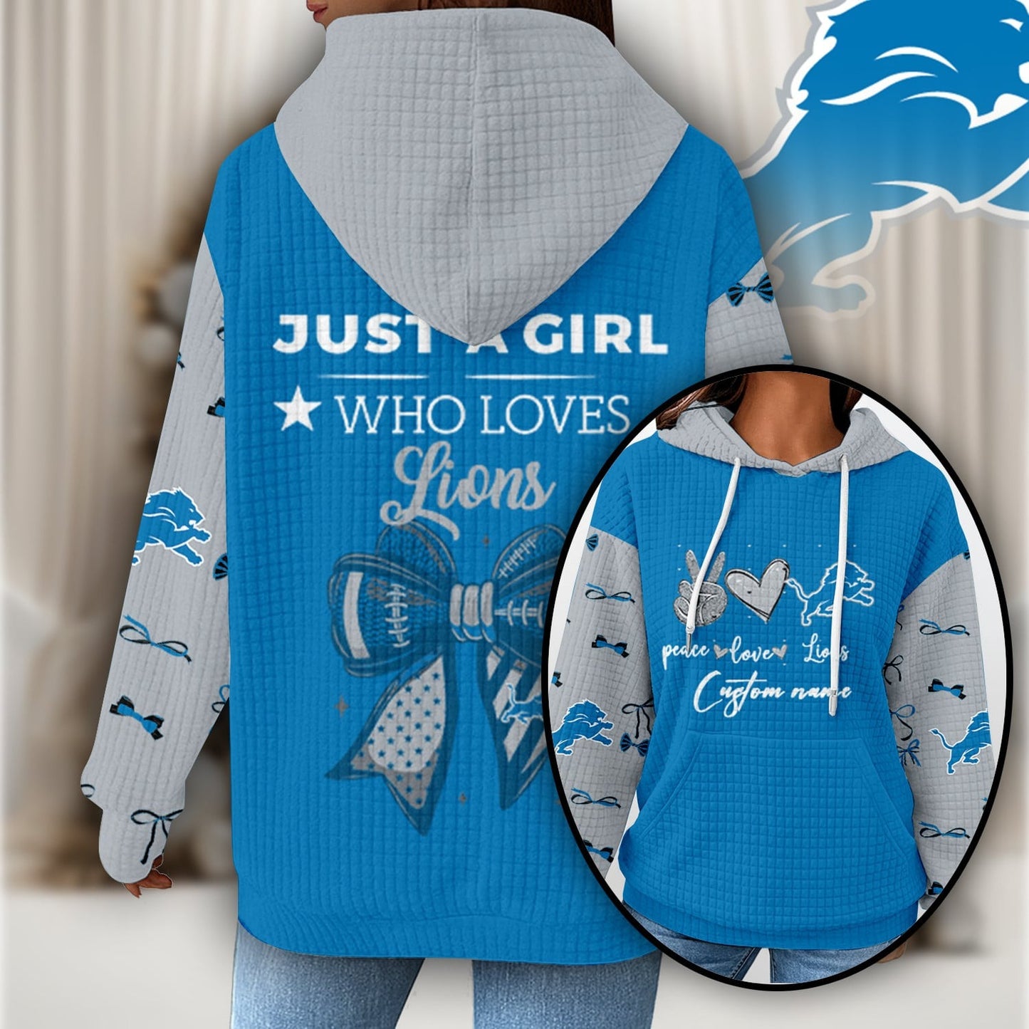 Premium NFL X DET Women's Waffle Hoodie NDT NHM