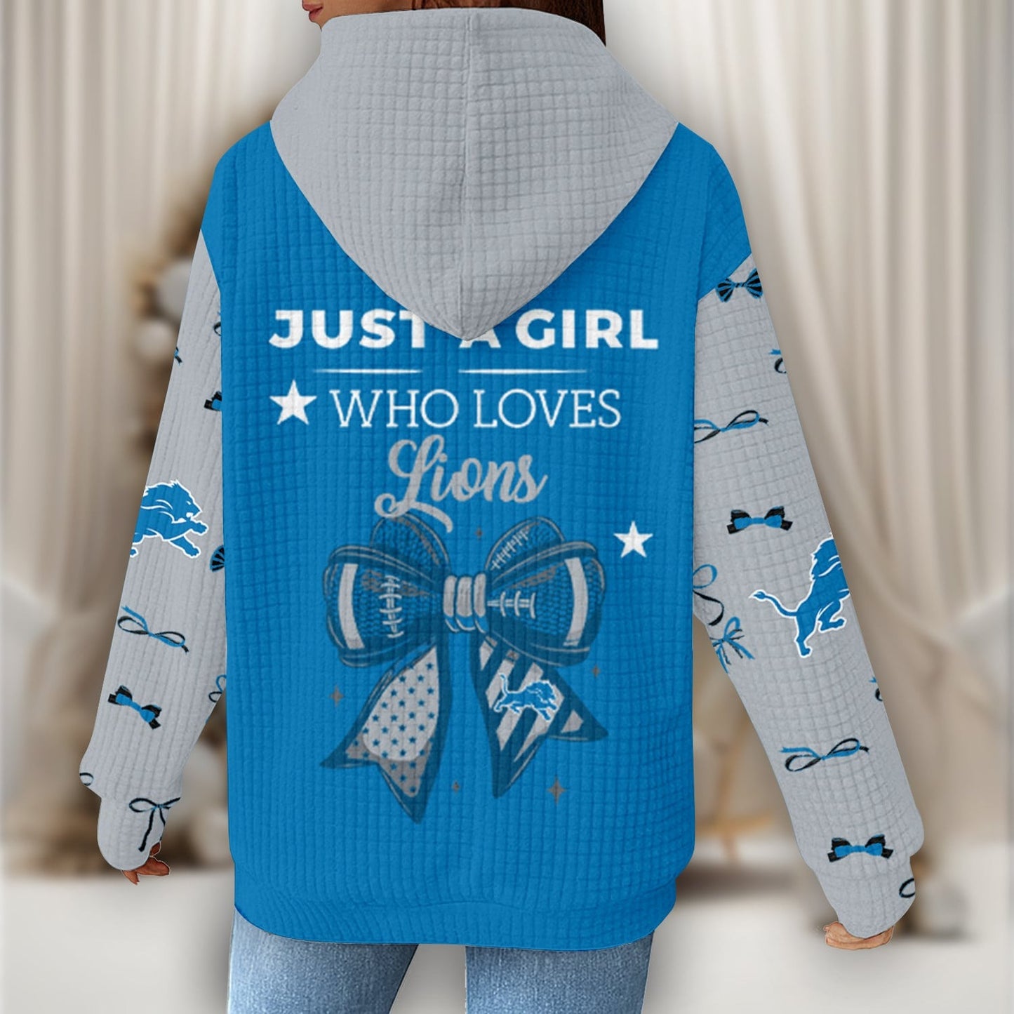 Premium NFL X DET Women's Waffle Hoodie NDT NHM